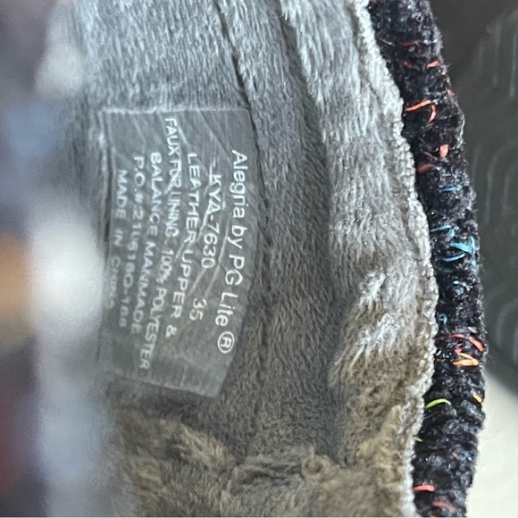 Alegria Kyah Black Leather Mule Knit Trim Comfort KYA-7630 Faux Fur Lining 35 - Picture 4 of 16